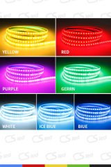 12V İç Mekan M/60 5050 RGB LED Şerit – 5 Metre, Kesilebilir ve Eklenebilir