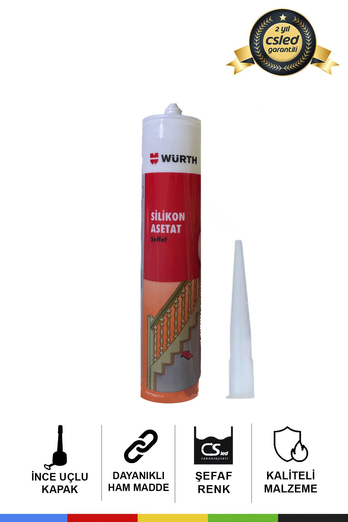 Würth Asetat Silikon Şeffaf – 310 ml Genel Amaçlı Yüksek Kalite Silikon