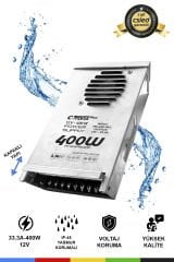 IP45 Yağmur Korumalı Epoksili Demir Kasa 12V 33.3A Güç Kaynağı – 400W LED Sürücü AC/DC Trafo