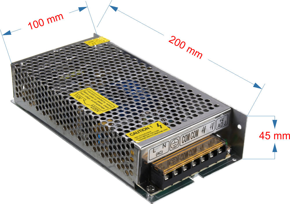 12V 16,5A Metal Kasa Adaptör Ölçüsü