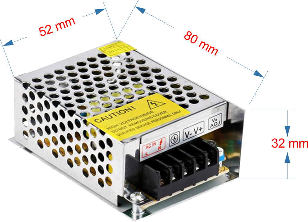 12V 5A Metal Kasa Adaptör Ölçüleri