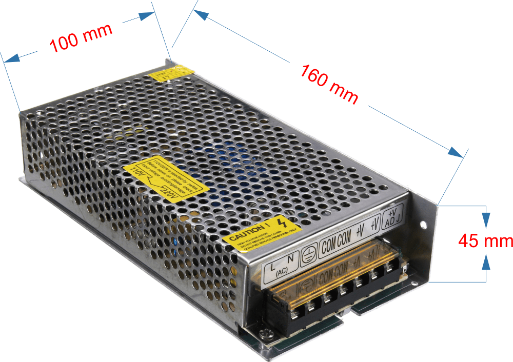 12V 12,5A Metal Kasa Adaptör Ölçüsü