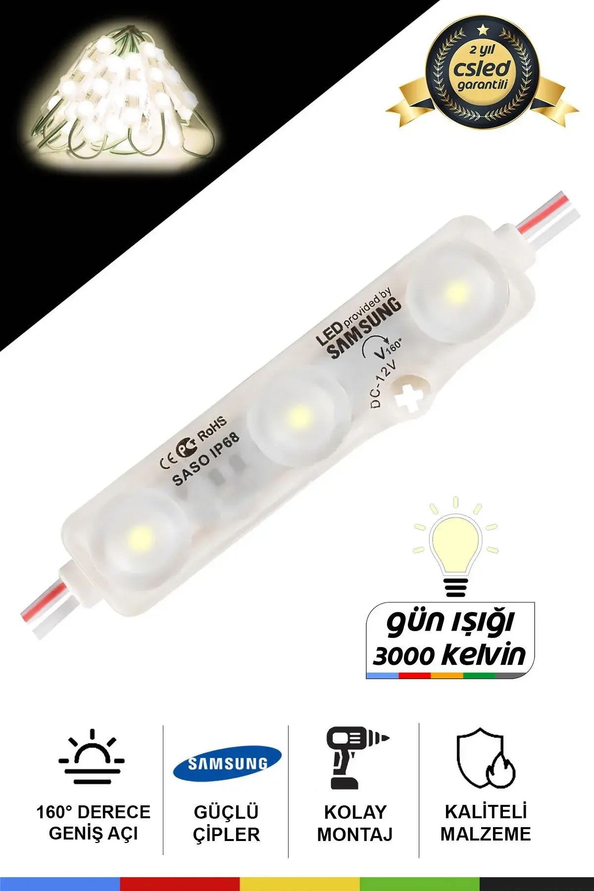 DC12V 1.5W Gün Işığı LED Modül Su Geçirmez Yapışkanlı Reklam Tabelası Dekoratif Işık
