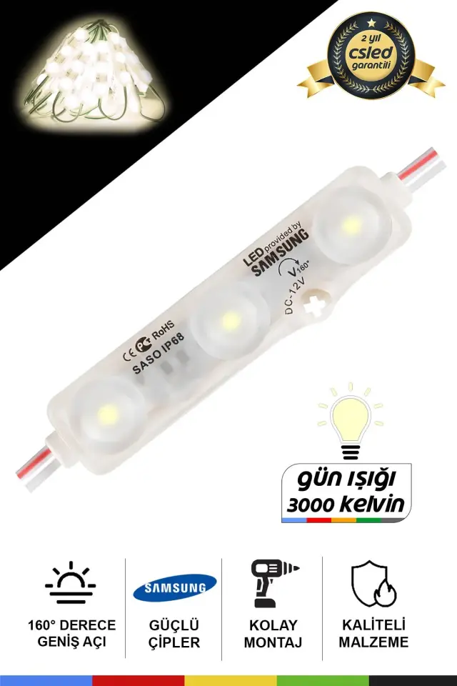 DC12V 1.5W Gün Işığı LED Modül Su Geçirmez Yapışkanlı Reklam Tabelası Dekoratif Işık