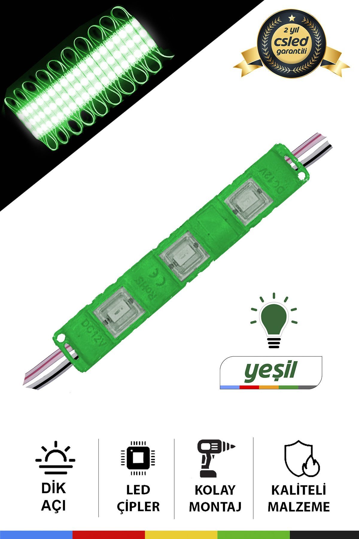 0.72W Yeşil Enjeksiyon Modül LED – 12V SMD 5630 Tabela ve Dekoratif Aydınlatma