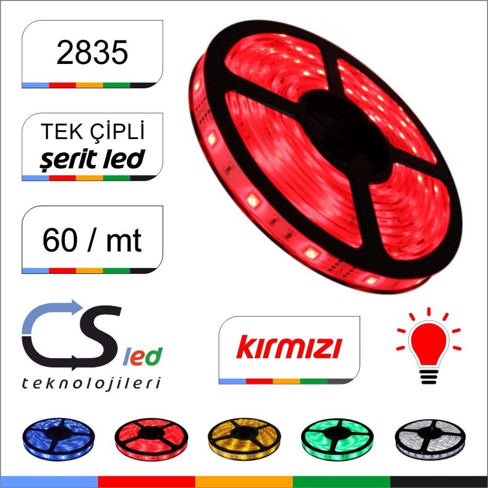 2835 Kırmızı İç Mekan Şerit Led