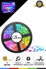 12V İç Mekan M/60 5050 Mavi LED Şerit – 5 Metre, Kesilebilir ve Eklenebilir