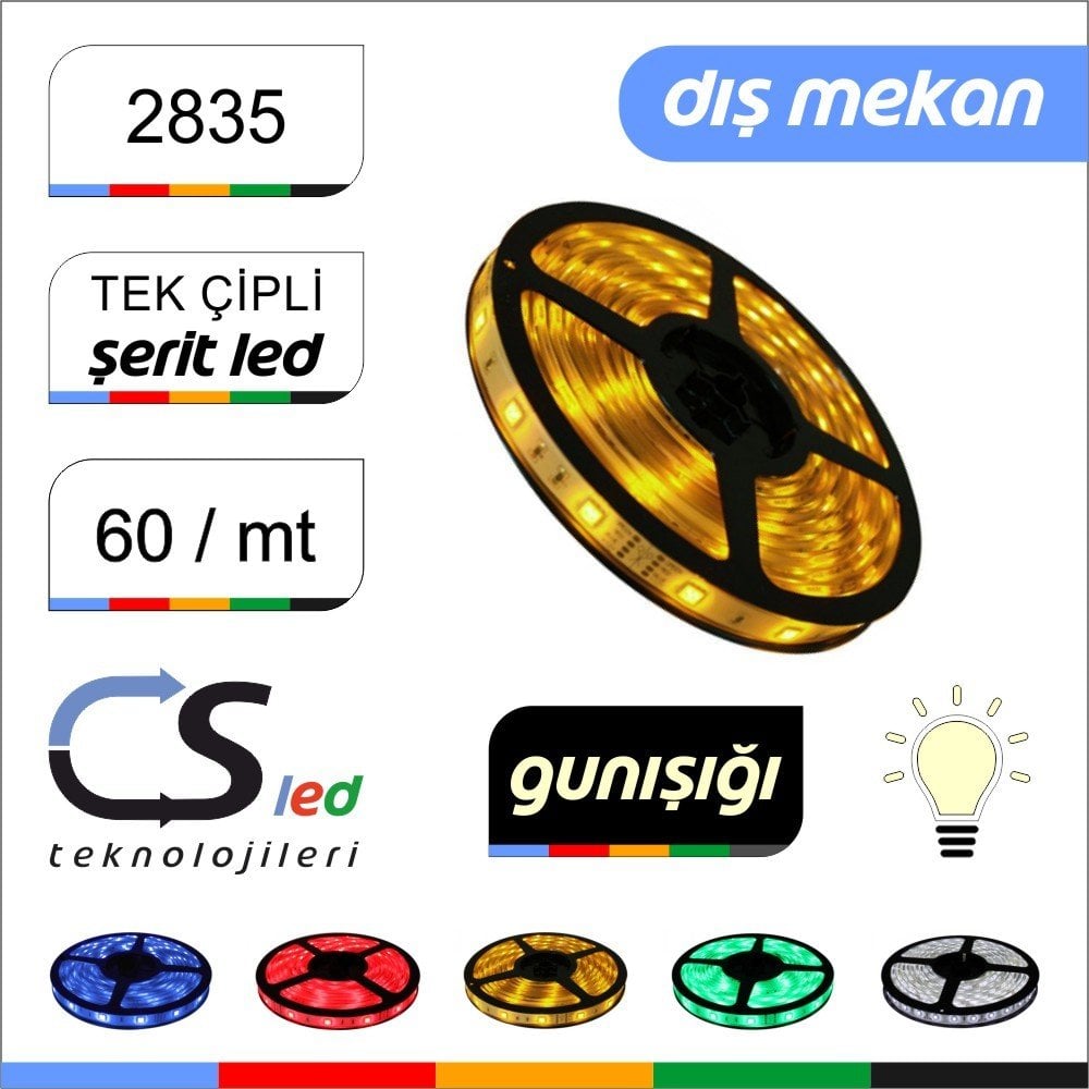 2835 Günışığı Dış Mekan Silikonlu Şerit Led