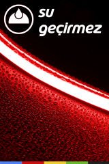 12V İç ve Dış Mekan Kırmızı Neon LED Şerit – 5 Metre Esnek Silikon Neon Işık, (2.5 Cm’de Bir Kesilebilir)