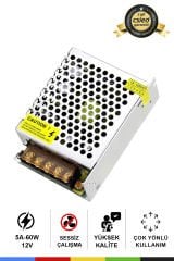 12 Volt 5 Amper Metal Kasa Adaptör – Geniş Kasa Güç Kaynağı