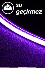 12V İç ve Dış Mekan Mor Neon LED Şerit – 5 Metre Esnek Silikon Neon Işık, (2.5 Cm’de Bir Kesilebilir)