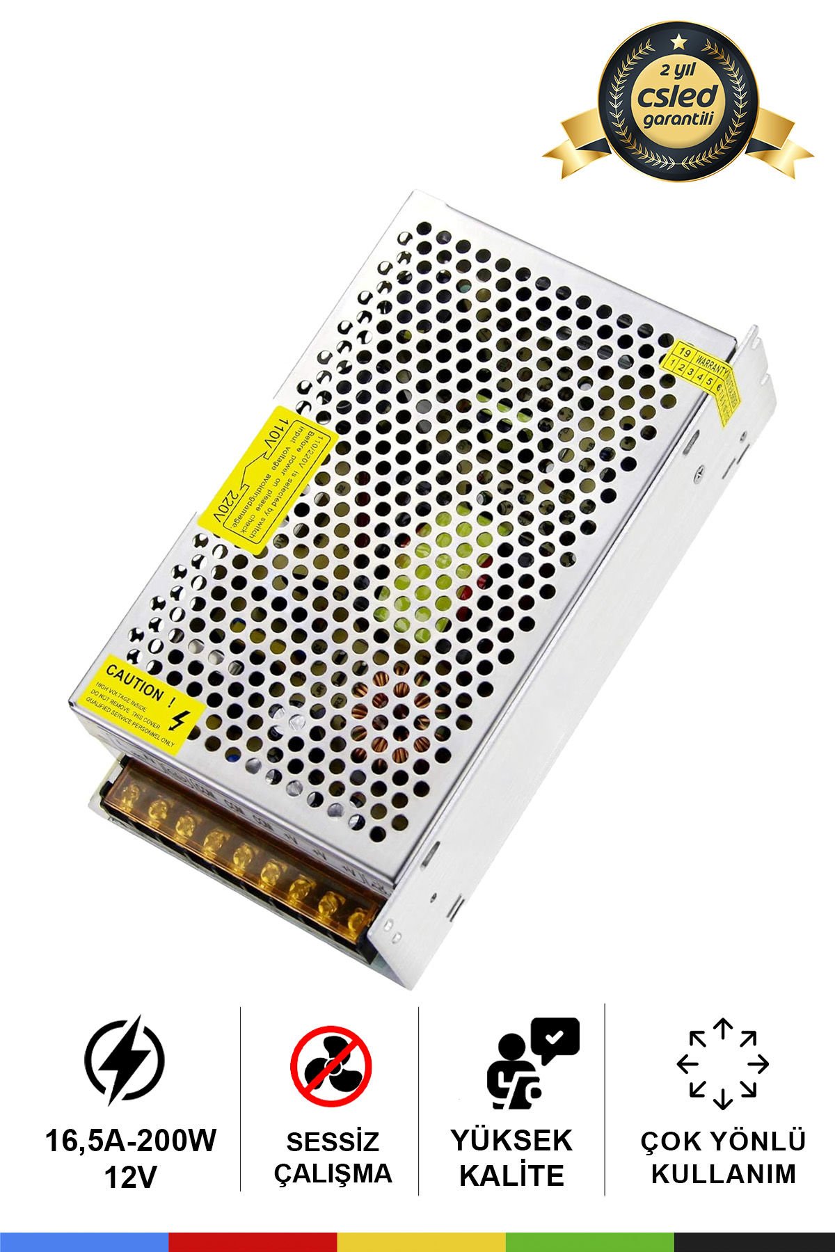 12 Volt 16,5 Amper Metal Kasa Adaptör – Geniş Kasa Güç Kaynağı