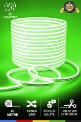 12V İç ve Dış Mekan Yeşil Neon LED Şerit – 50 Metre Esnek Silikon Neon Işık, (1 cm’de Bir Kesilebilir)
