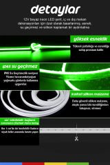 12V İç ve Dış Mekan Yeşil Neon LED Şerit – 50 Metre Esnek Silikon Neon Işık, (1 cm’de Bir Kesilebilir)