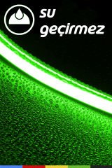 12V İç ve Dış Mekan Yeşil Neon LED Şerit – 50 Metre Esnek Silikon Neon Işık, (1 cm’de Bir Kesilebilir)