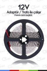 12V İç Mekan M/120 2835 Beyaz LED Şerit – 5 Metre, Kesilebilir ve Eklenebilir