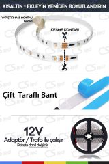 12V İç Mekan M/120 2835 Beyaz LED Şerit – 5 Metre, Kesilebilir ve Eklenebilir