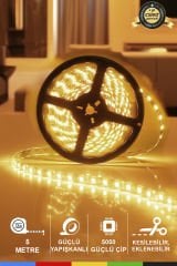 12V İç Mekan M/60 5050 Gün Işığı LED Şerit – 5 Metre, Kesilebilir ve Eklenebilir