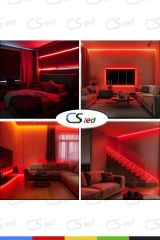 12V İç Mekan M/60 4040 Kırmızı LED Şerit – 5 Metre, Kesilebilir ve Eklenebilir