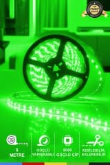 12V İç Mekan M/60 5050 Yeşil LED Şerit – 5 Metre, Kesilebilir ve Eklenebilir