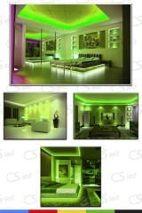 12V İç Mekan M/60 5050 Yeşil LED Şerit – 5 Metre, Kesilebilir ve Eklenebilir