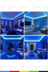 12V Dış Mekan M/60 2835 Mavi LED Şerit – 5 Metre, Kesilebilir ve Eklenebilir