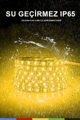12V Dış Mekan M/60 2835 Sarı LED Şerit – 5 Metre, Kesilebilir ve Eklenebilir