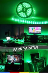 12V Dış Mekan M/60 4040 Yeşil LED Şerit – 5 Metre, Kesilebilir ve Eklenebilir