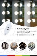 USB Girişli Hollywood Tarzı 10'lu LED Işık – Makyaj Masası İçin Yapıştırılabilir Dekoratif Aydınlatma