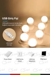 USB Girişli Hollywood Tarzı 10'lu LED Işık – Makyaj Masası İçin Yapıştırılabilir Dekoratif Aydınlatma
