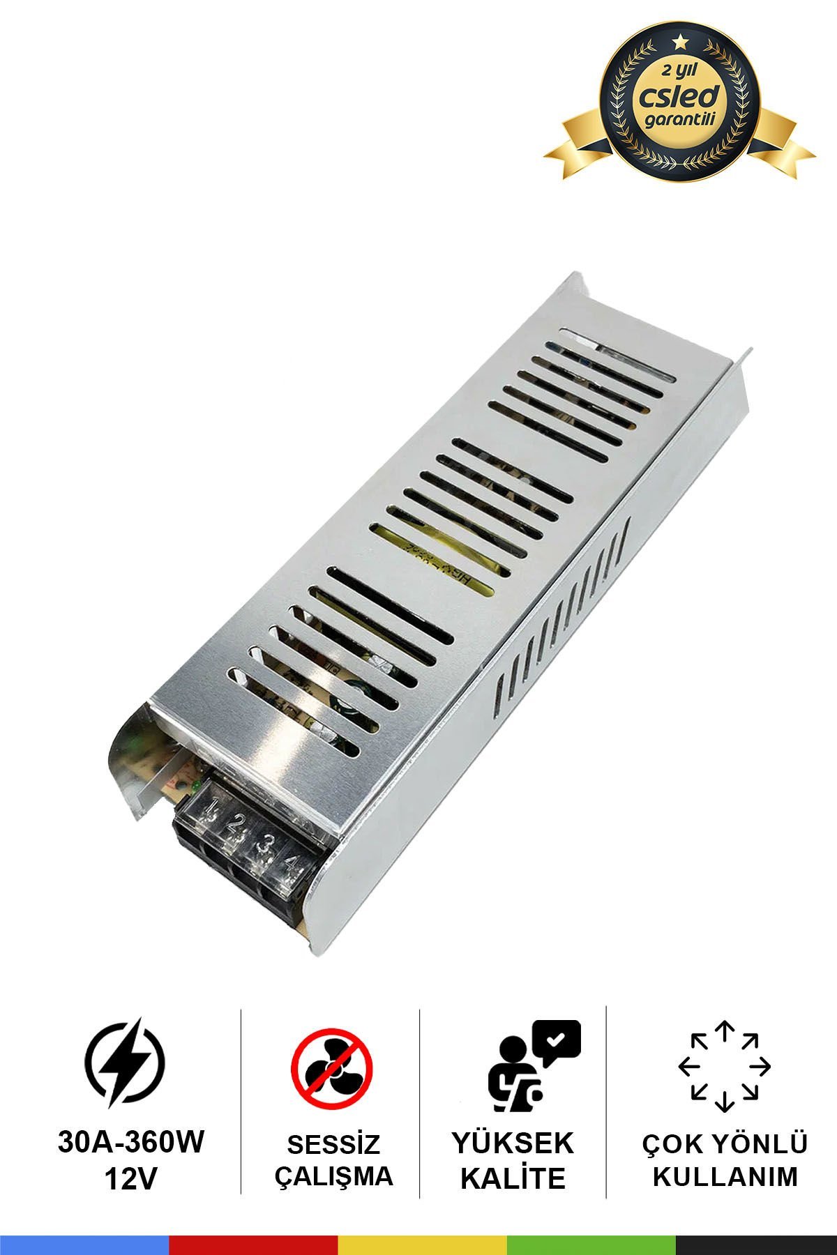 12V 30 Amper 360 Watt Metal Dar Kasa Fansız Adaptör – Sessiz ve Güçlü Güç Kaynağı
