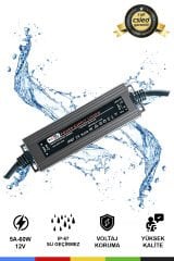 5A IP67 Su Geçirmez Dış Mekan LED Trafosu – 60W 220V AC'den 12V DC'ye Dönüştürücü Adaptör