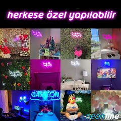 GAME ROOM Yazılı LED Neon Tabela | Kırmızı Renk | Duvar Tipi Işıklı Dekoratif Tabela