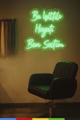 “Bu Işıltılı Hayatı Ben Seçtim” Neon Lamba – LED Duvar Dekoru, Tak Çalıştır Adaptörlü, Dekoratif Ayaklı Işıklı Yazı