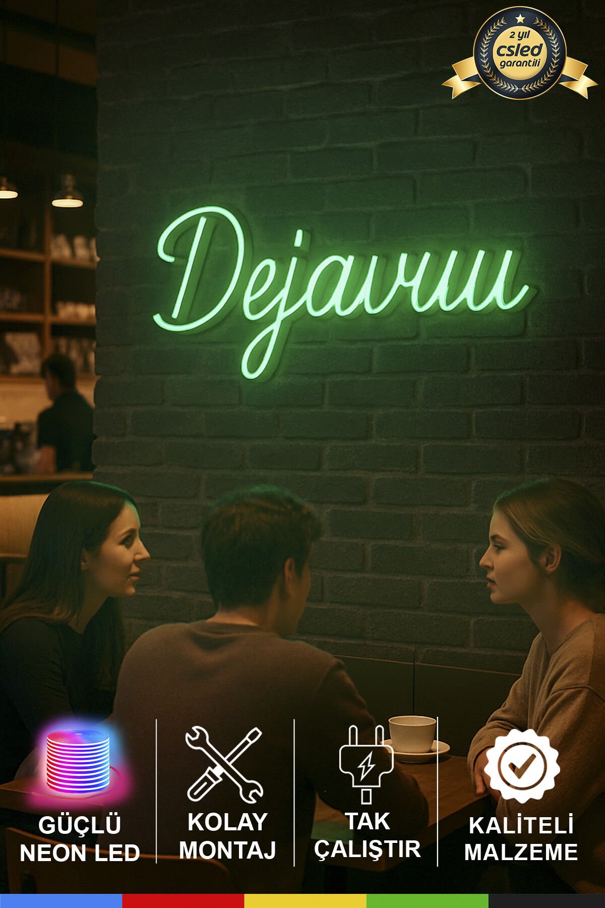 Dejavuu Neon Tabela – LED Işıklı Yazılı Tabela, Adaptör Dahil Tak Çalıştır, Bar ve Kafe Dekorasyonu