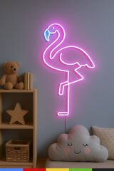 Flamingo Neon Işıklı Dekoratif Tabela – Pembe LED, Adaptör Dahil, Tak Çalıştır