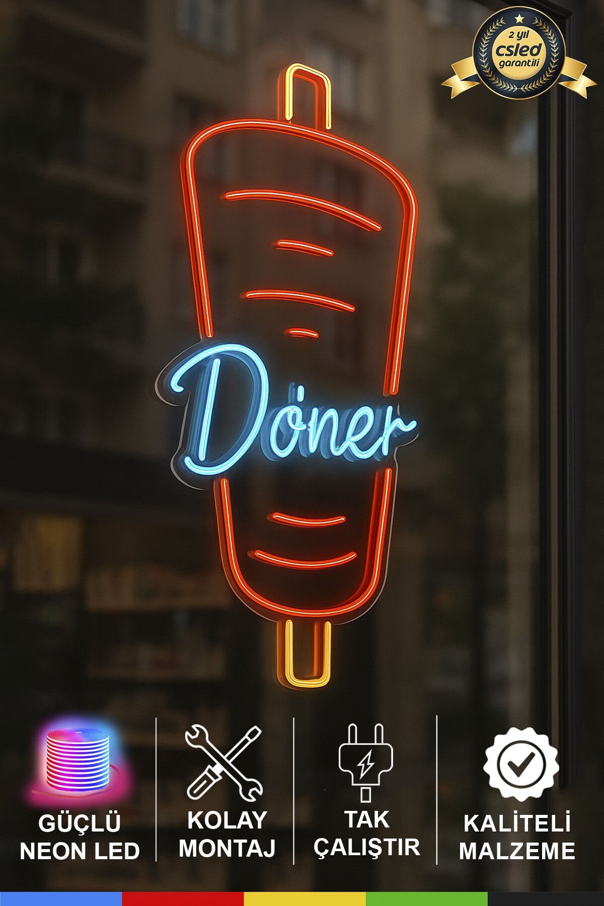 Döner Neon Led Tabela – Işıklı Dekoratif İşletme Tabelası, Tak Çalıştır, Restoran ve Dönerciler İçin Dikkat Çekici Tabela