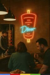 Döner Neon Led Tabela – Işıklı Dekoratif İşletme Tabelası, Tak Çalıştır, Restoran ve Dönerciler İçin Dikkat Çekici Tabela