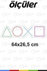 PS Kol Tuşları Neon Tabela – LED Işıklı PlayStation Simgeleri, Adaptör Dahil Tak Çalıştır, Oyun Odası ve Kafe Dekoru