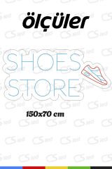 Shoes Store Logolu ve Yazılı Neon Tabela – LED Işıklı Ayakkabı Figürü, Adaptör Dahil Tak Çalıştır, Mağaza ve Vitrin Dekoru