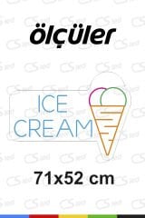 Ice Cream Yazılı ve Dondurma Simgeli Neon Tabela – LED Işıklı Tak Çalıştır, Dondurmacı ve Kafe Dekoru