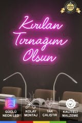“Kırılan Tırnağım Olsun” Yazılı Neon Tabela – LED Işıklı Mizahi Dekor, Ev ve İşletme Aksesuarı