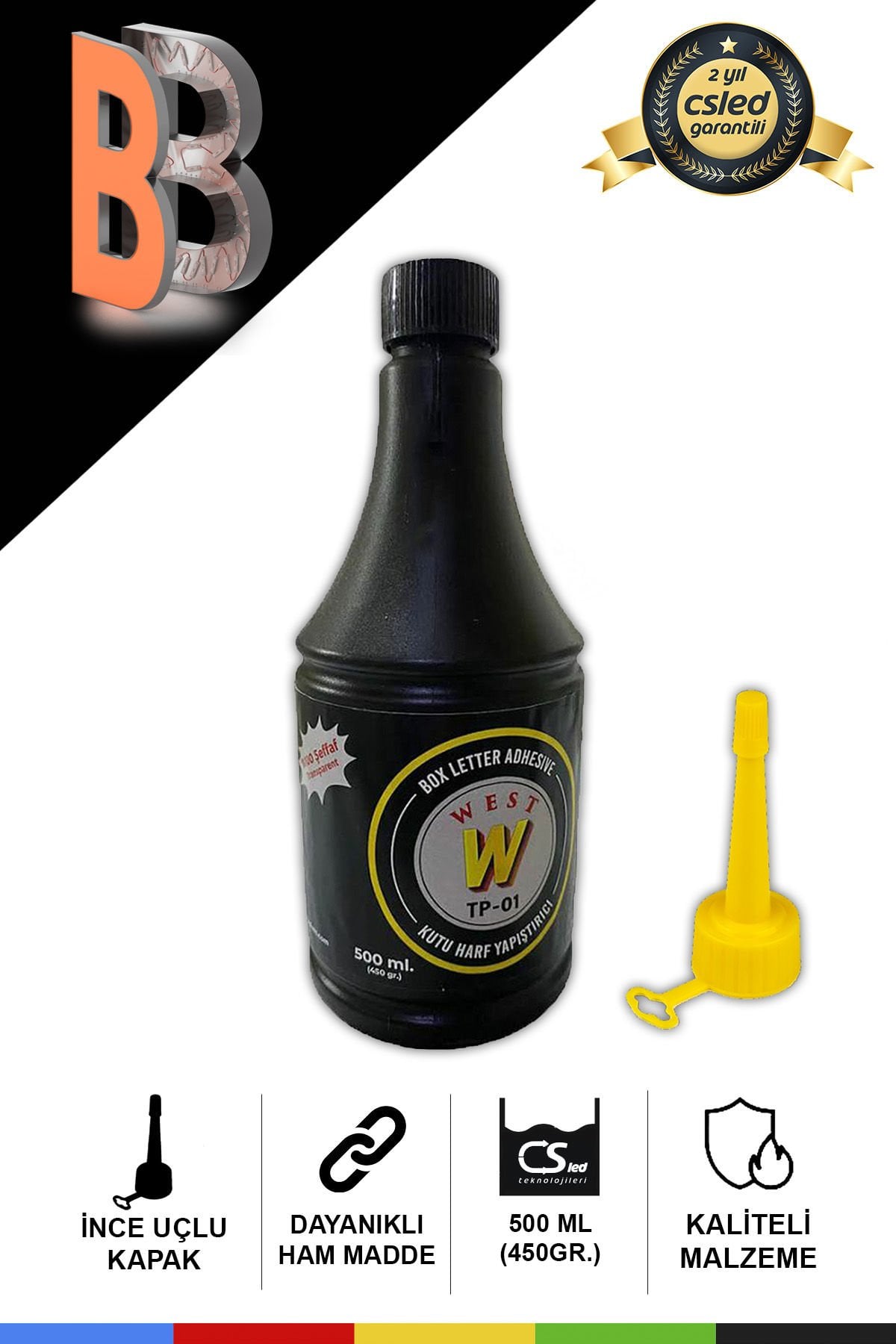 West Kutu Harf Genel Yapıştırıcısı 500ML – Alüminyum & Pleksi Yapıştırıcı (Şeffaf, İz Bırakmaz)