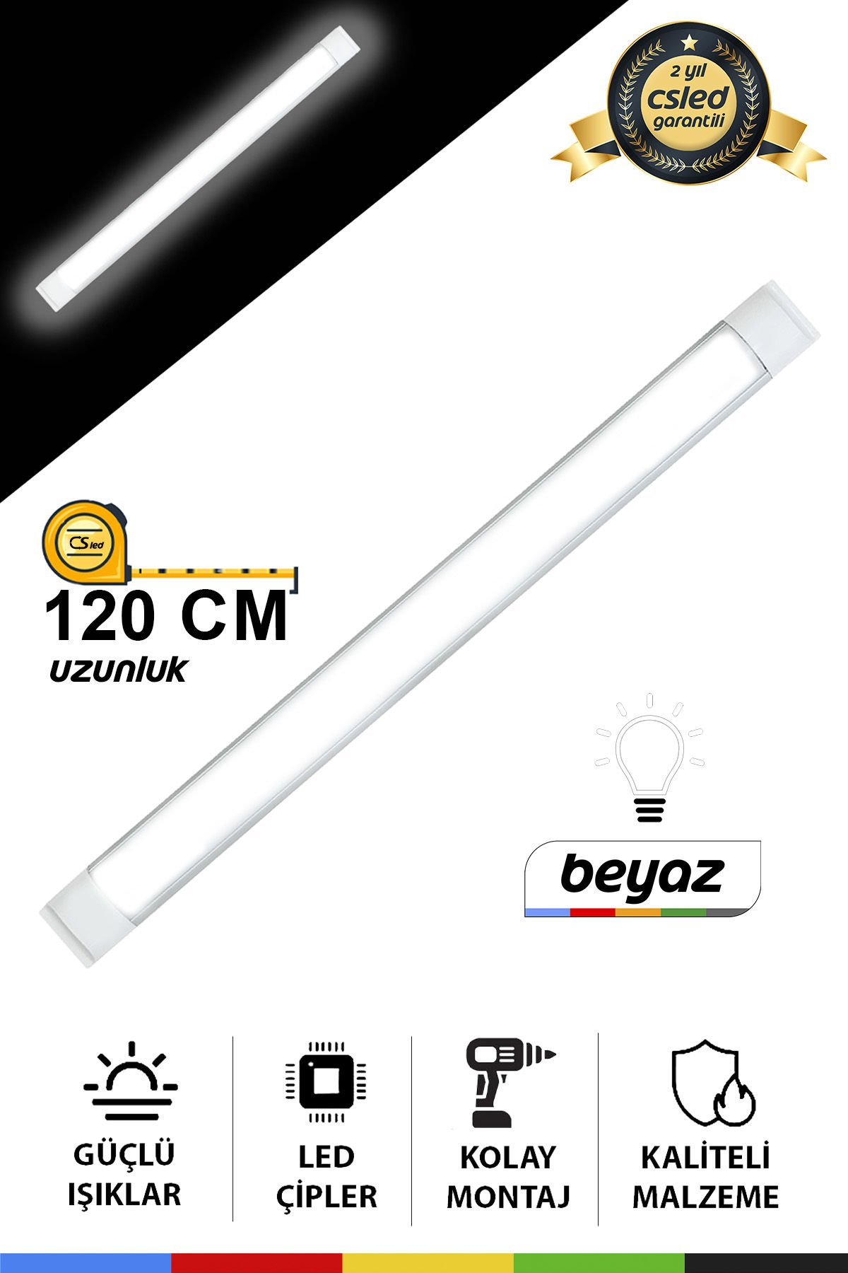 120 cm 36W Yatay LED Bant Armatür – Beyaz Işık, Enerji Tasarruflu