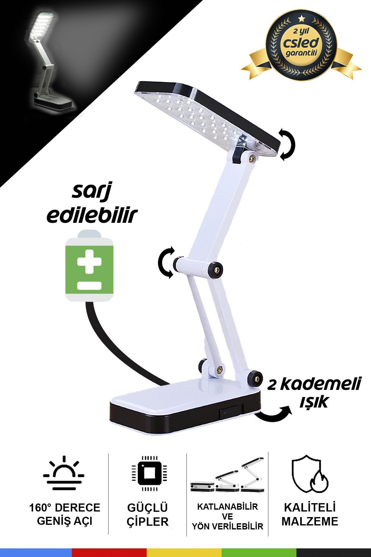 Şarjlı Robot LED Masa Lambaları – Katlanabilir, Portatif, Kamp & Ders Çalışma Işığı (24 LED)