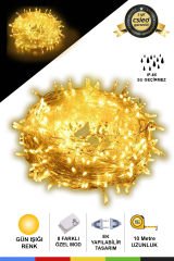 10 Metre 100 LED Kumandalı Yılbaşı Ağacı Işığı – Günışığı Renk, Dekoratif Pirinç Işık