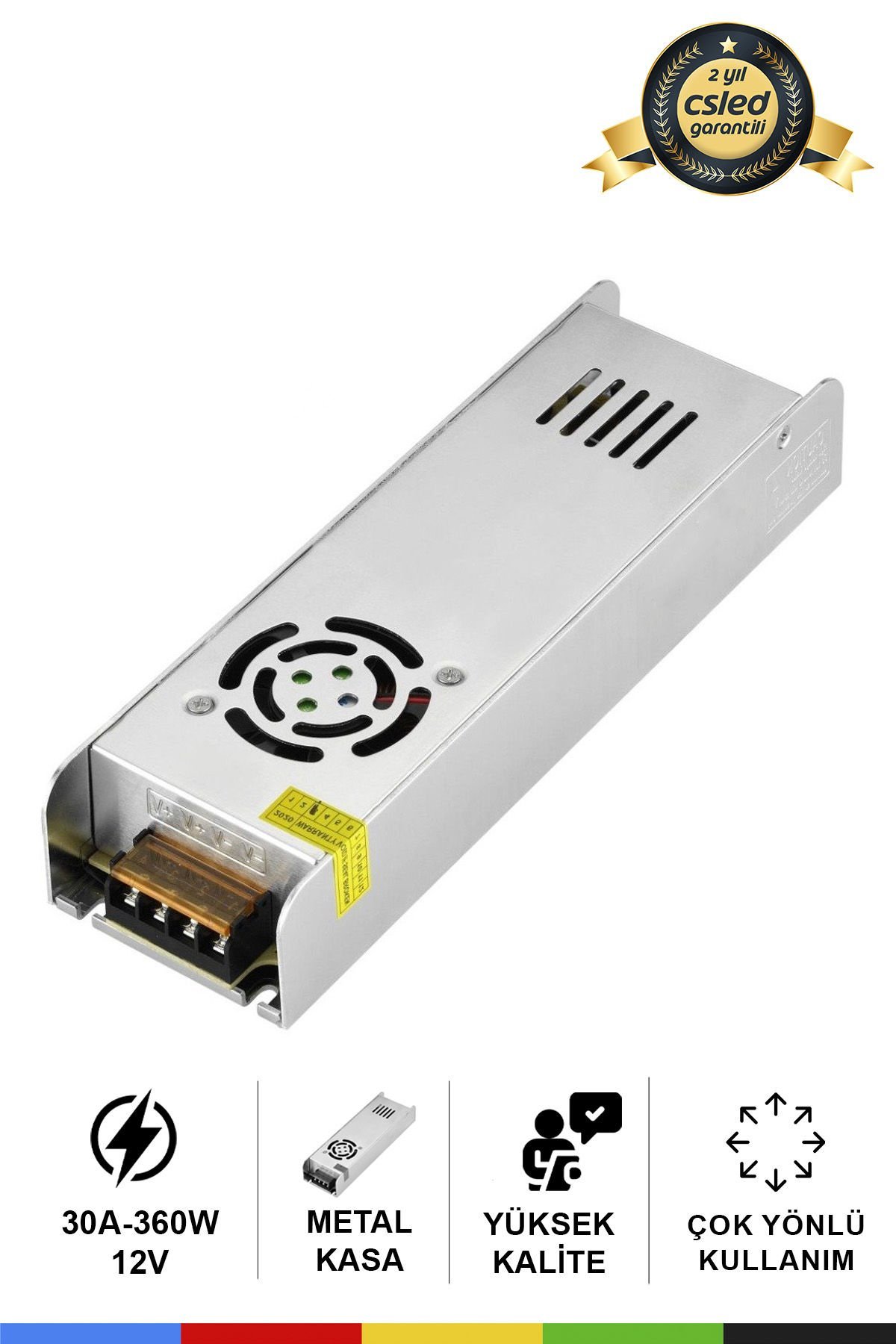 12V 30 Amper 360 Watt Metal Fanlı Dar Kasa Adaptör – Güçlü ve Güvenilir İç Mekan Kullanımı