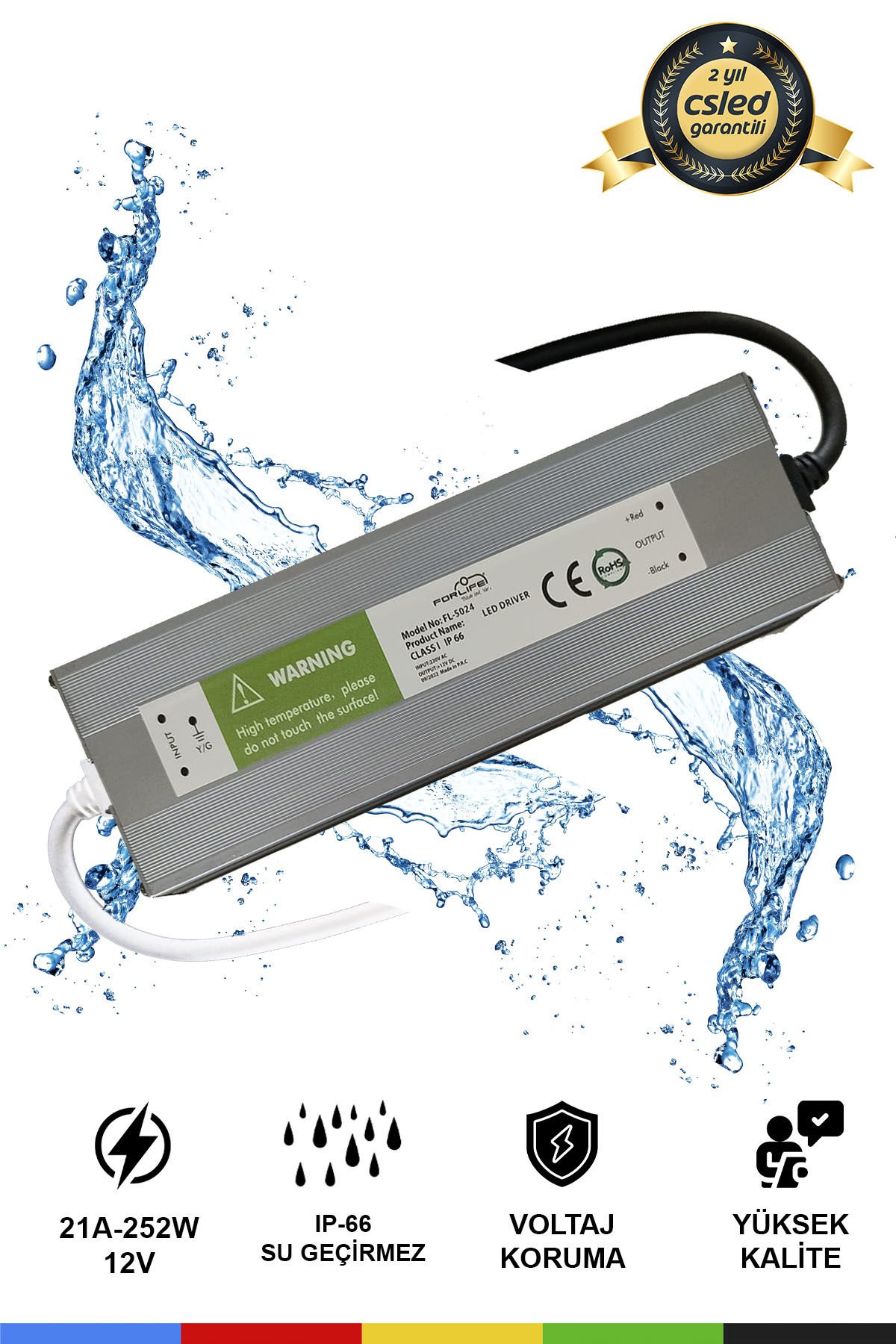 12V 21A IP66 Su Tarafı Dış Mekan Trafo – Dayanıklı ve Güçlü Güç Kaynağı