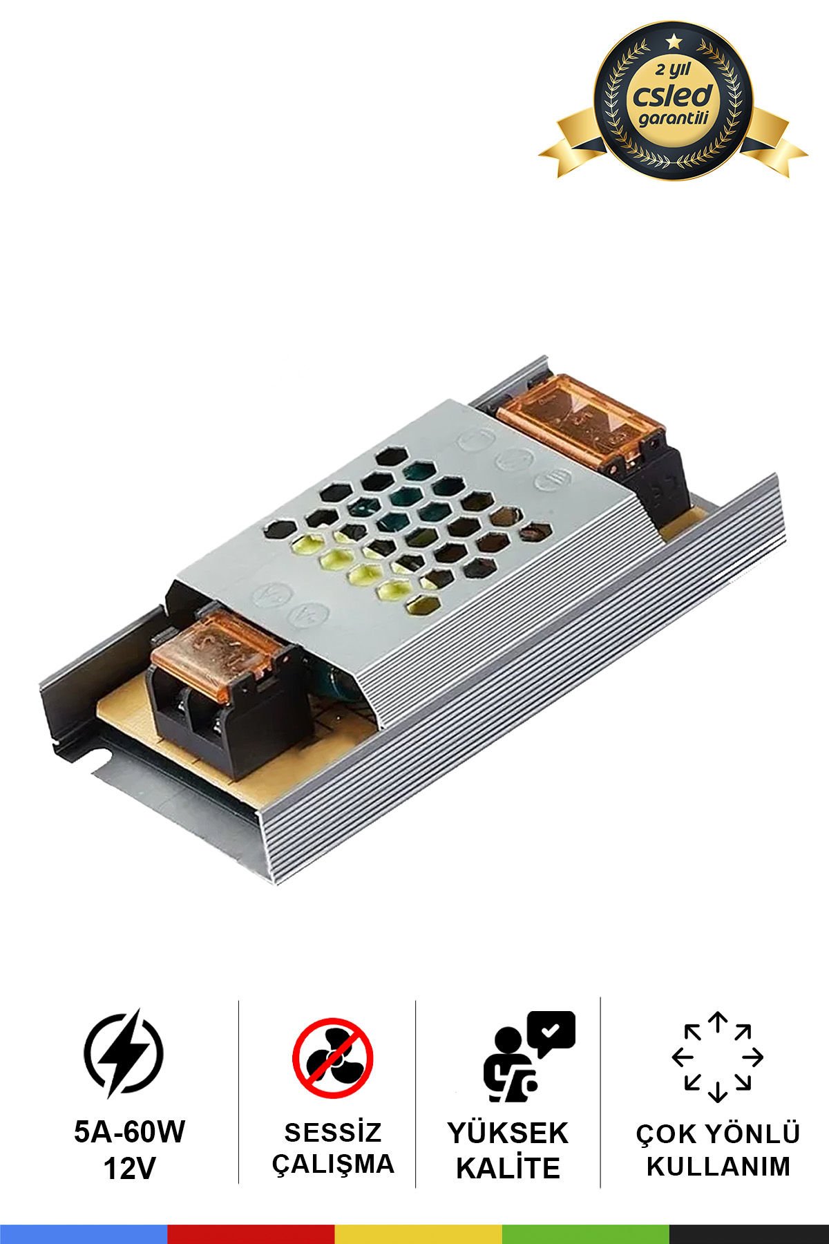 12 Volt 5 Amper 60 Watt Ultra Slim Trafo – IP20 Koruma
