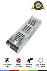 12V 20 Amper 240 Watt Metal Dar Kasa Fansız Adaptör – Sessiz ve Güçlü Güç Kaynağı